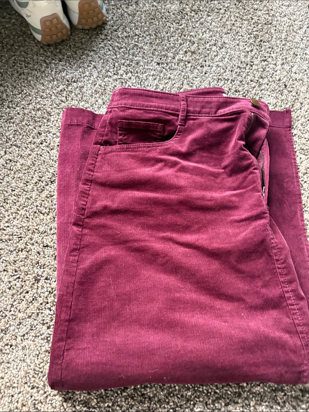 LOFT Burgundy Corduroy A-Line Skirt
